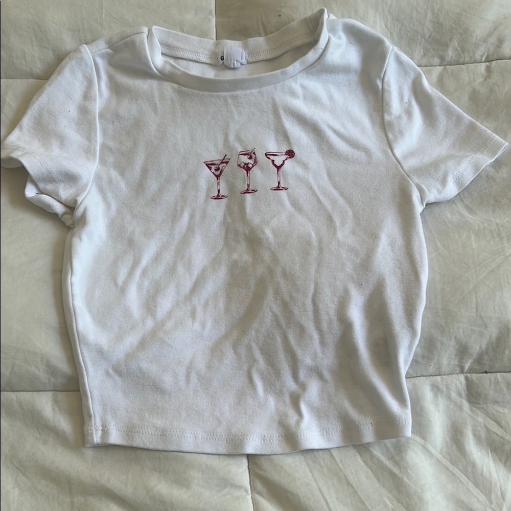 Garage White and Red Crop Top